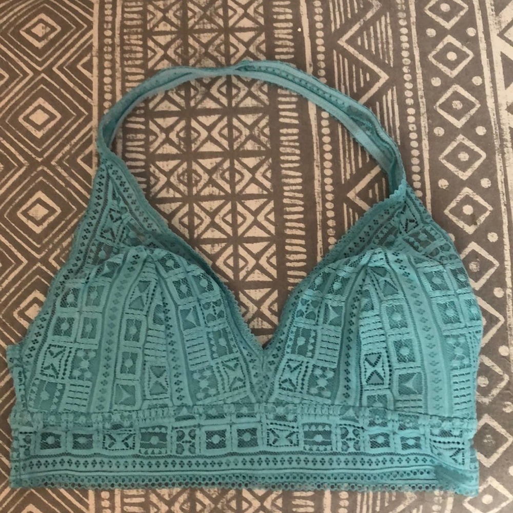 Aerie Turquoise Lace Halter Bralette
